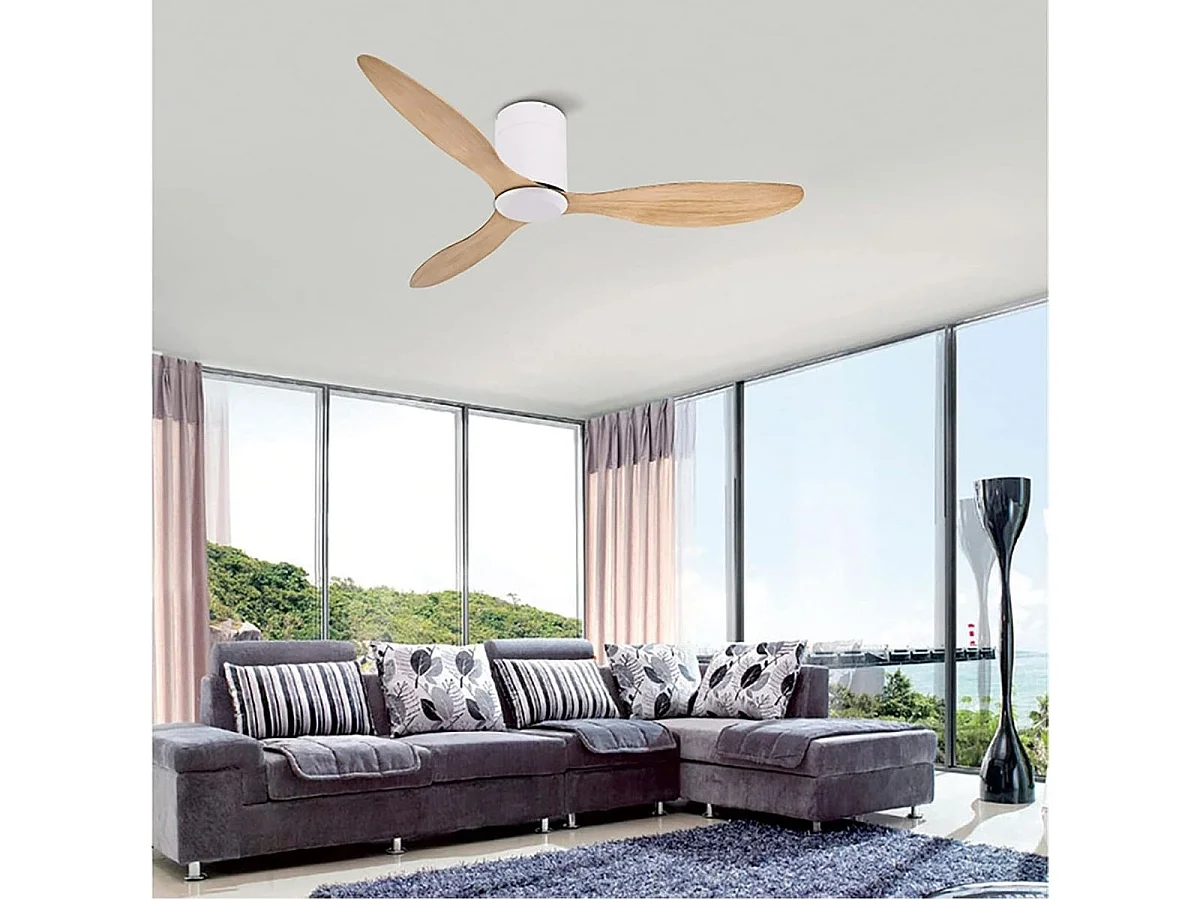 Ventilador de techo Mistral Bel Air 48W 3 aspas con luz LED blanco/haya Ø130 cm