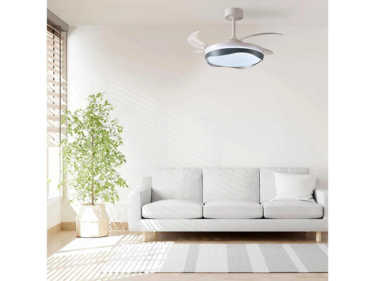 Ventilador de techo Almati Bel Air 72W 4 aspas retráctiles con luz LED blanco/plata Ø108 cm