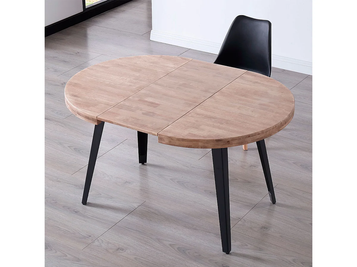 Mesa de comedor Berg extensible forma redonda roble honey/negro 76x100-140-180x100 cm Adec