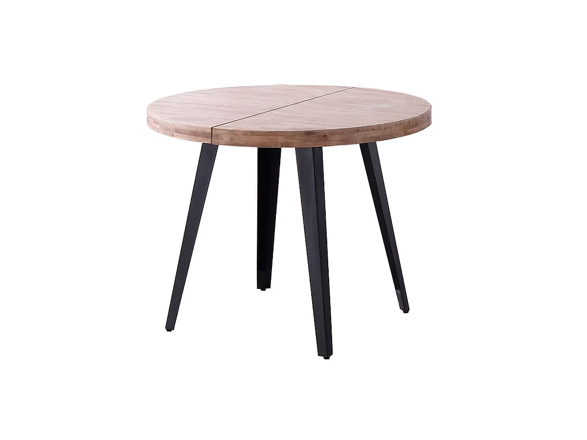 Mesa de comedor Berg extensible forma redonda roble honey/negro 76x100-140-180x100 cm Adec