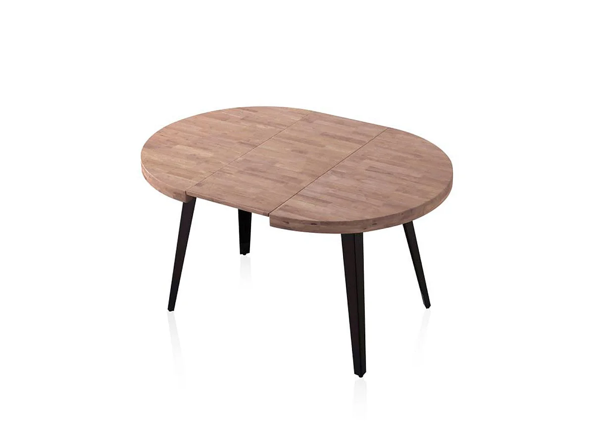 Mesa de comedor Berg extensible forma redonda roble honey/negro 76x100-140-180x100 cm Adec