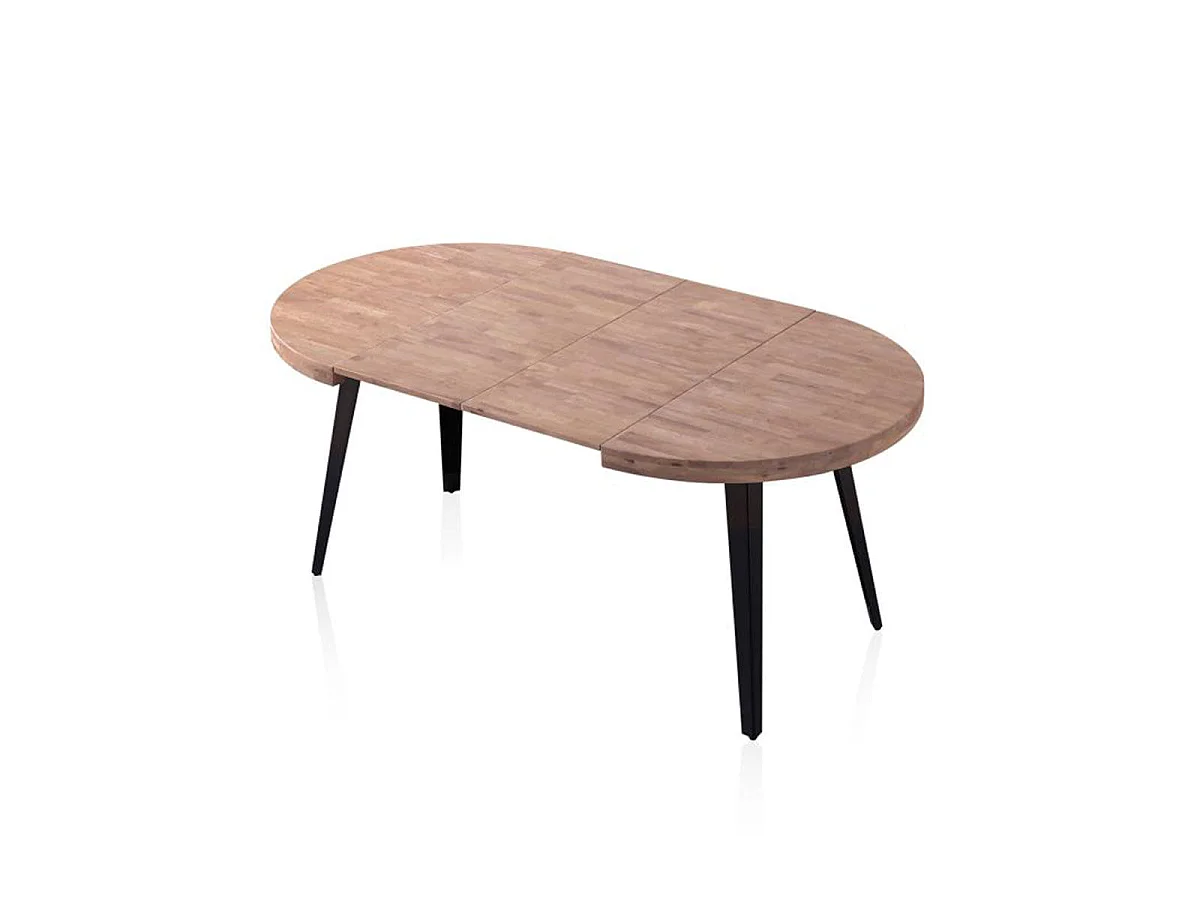 Mesa de comedor Berg extensible forma redonda roble honey/negro 76x100-140-180x100 cm Adec