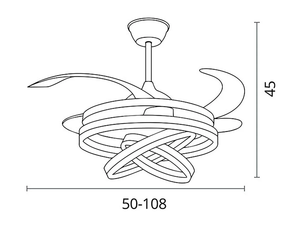 Ventilador de techo Sfera Bel Air 72W aspas retráctiles mando a distancia negro Ø108 cm