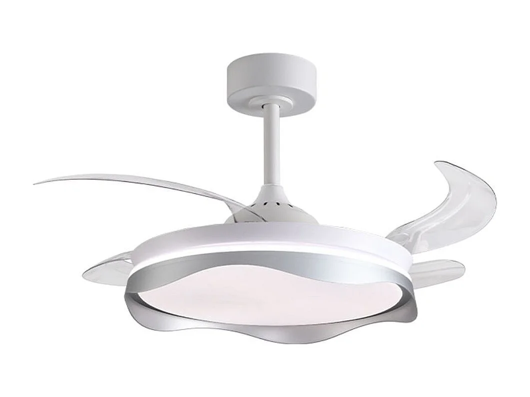 Ventilador de techo Olas Bel Air 72W 4 aspas retráctiles con luz LED blanco/plata Ø108 cm