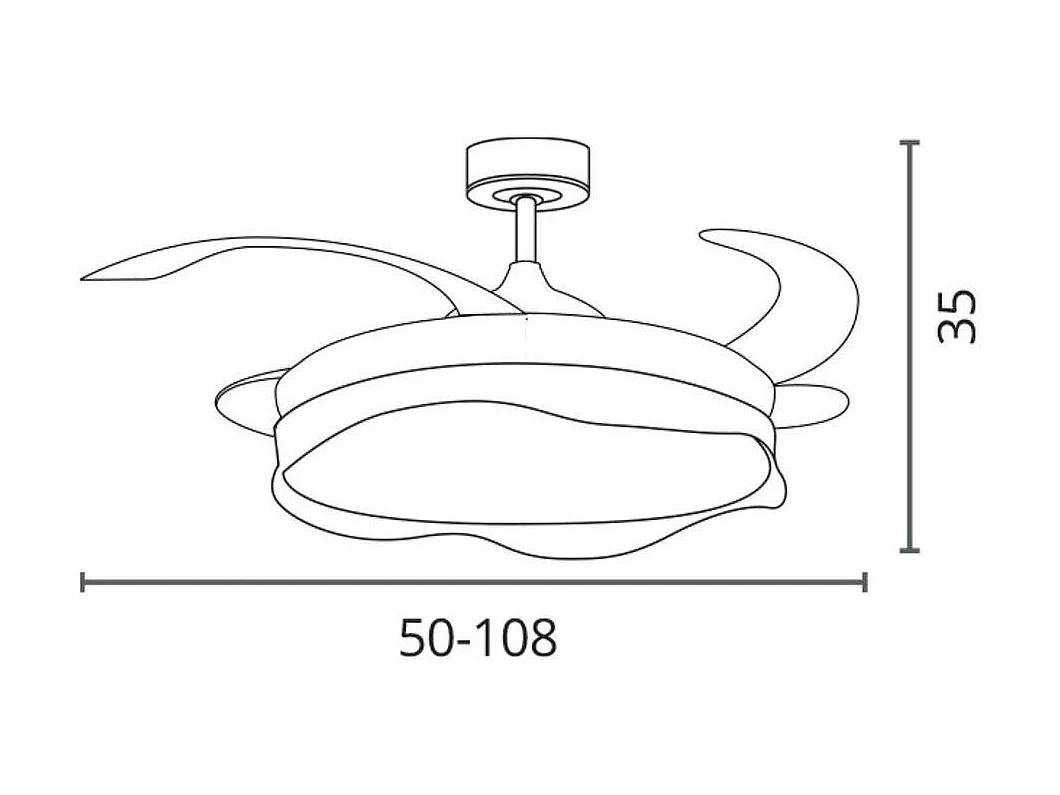 Ventilador de techo Olas Bel Air 72W 4 aspas retráctiles con luz LED blanco/plata Ø108 cm
