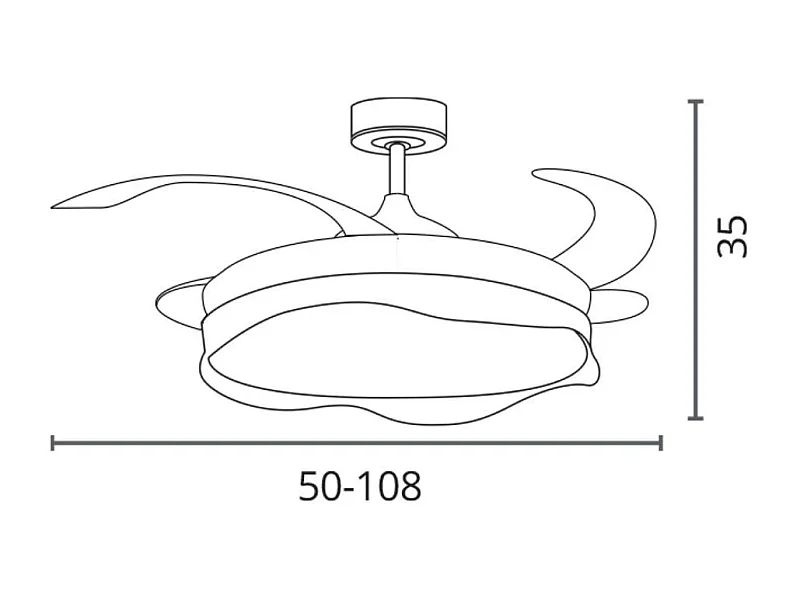 Ventilador de techo Olas Bel Air 72W 4 aspas retráctiles con luz LED blanco/plata Ø108 cm