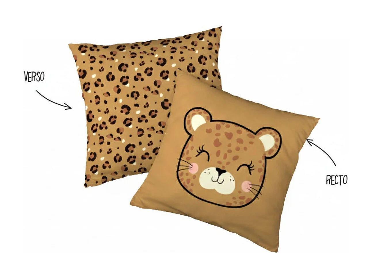 Parure de Lit Imprimé Floral Housse de Couette 200x200cm + 2 Taies d'Oreiller 63x63cm coton motif Léopard - KUMBA