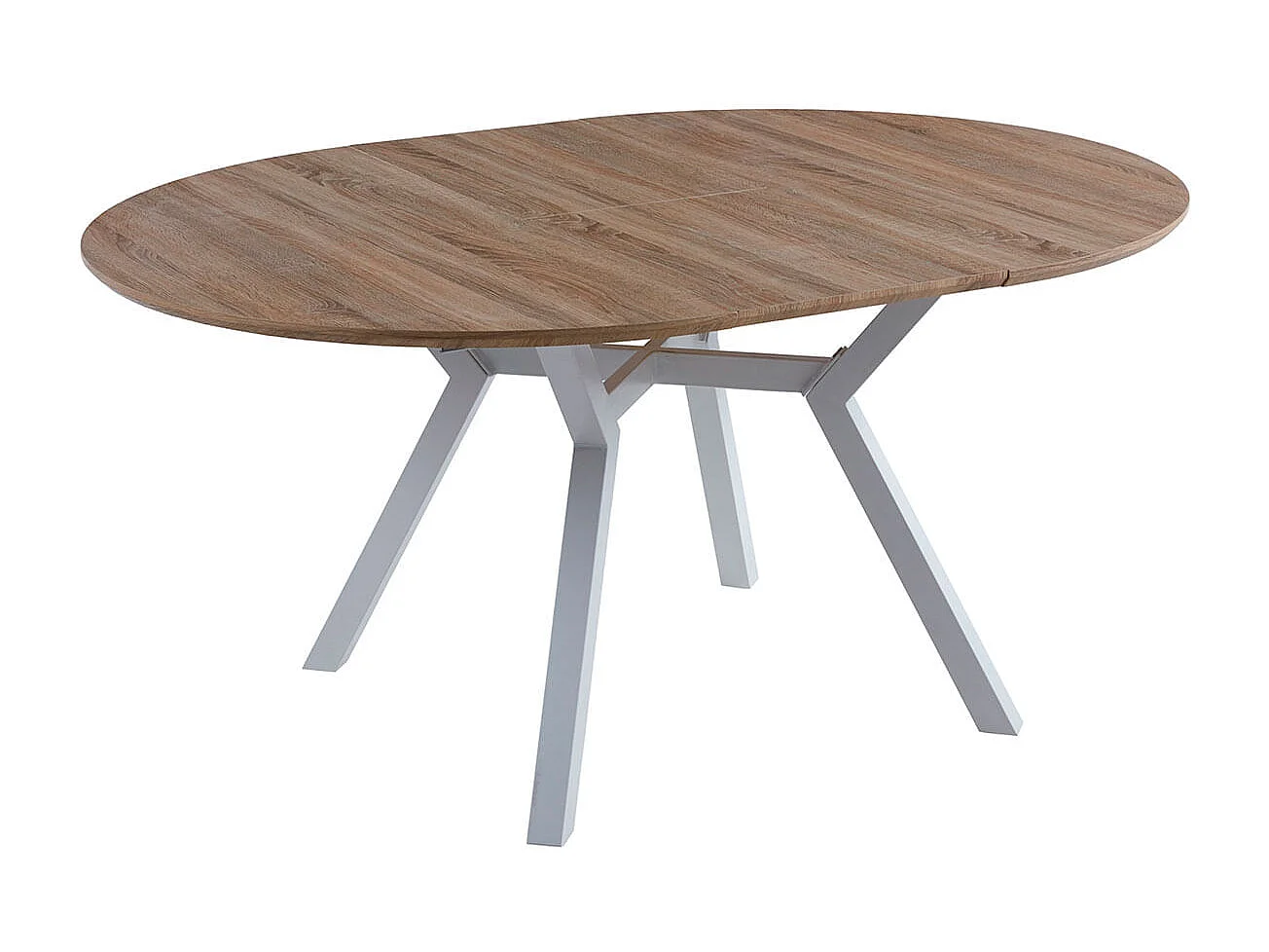 Mesa de comedor Delta extensible forma circular oak/blanco 75x120-160x120 cm Adec