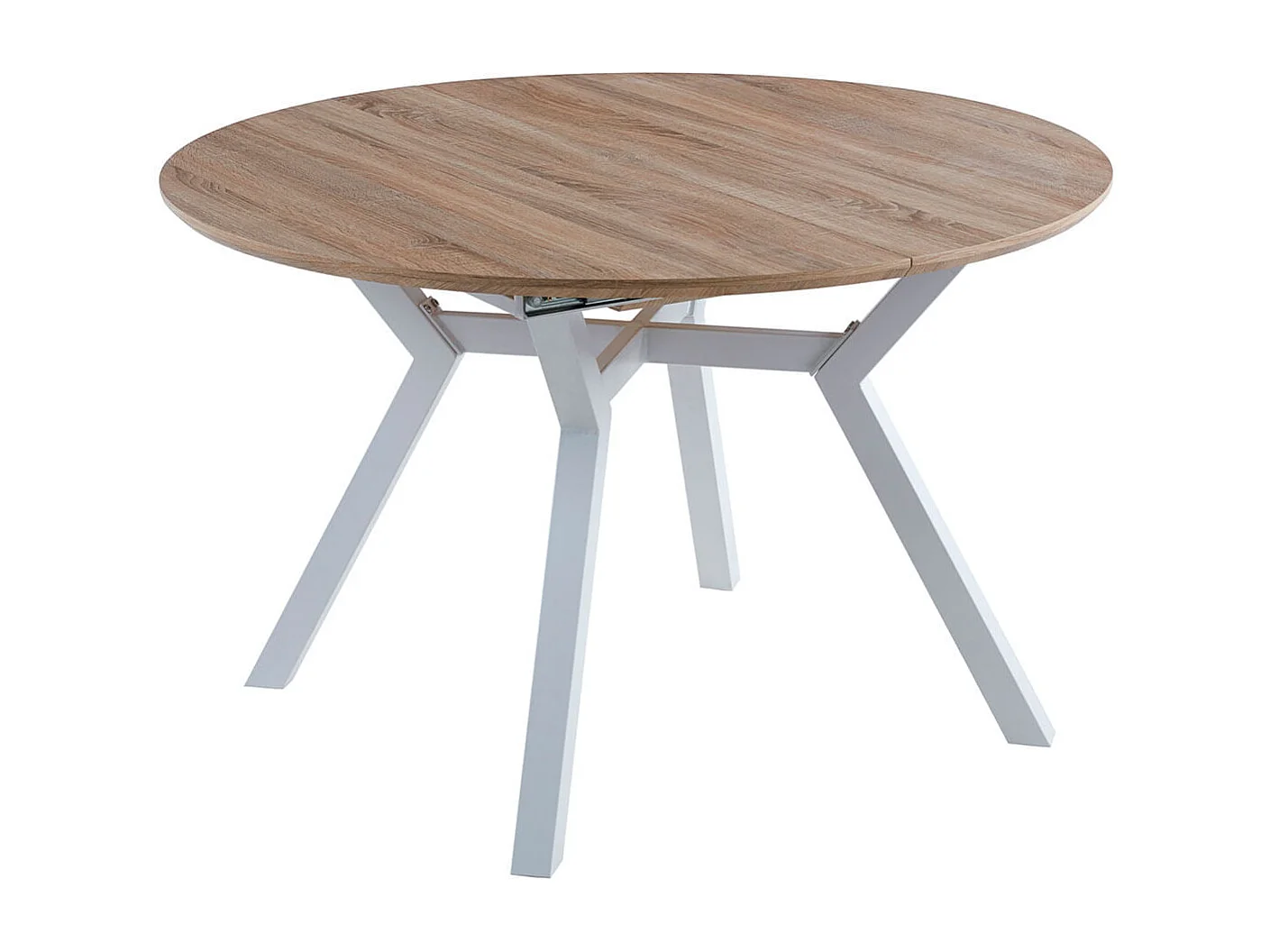 Mesa de comedor Delta extensible forma circular oak/blanco 75x120-160x120 cm Adec