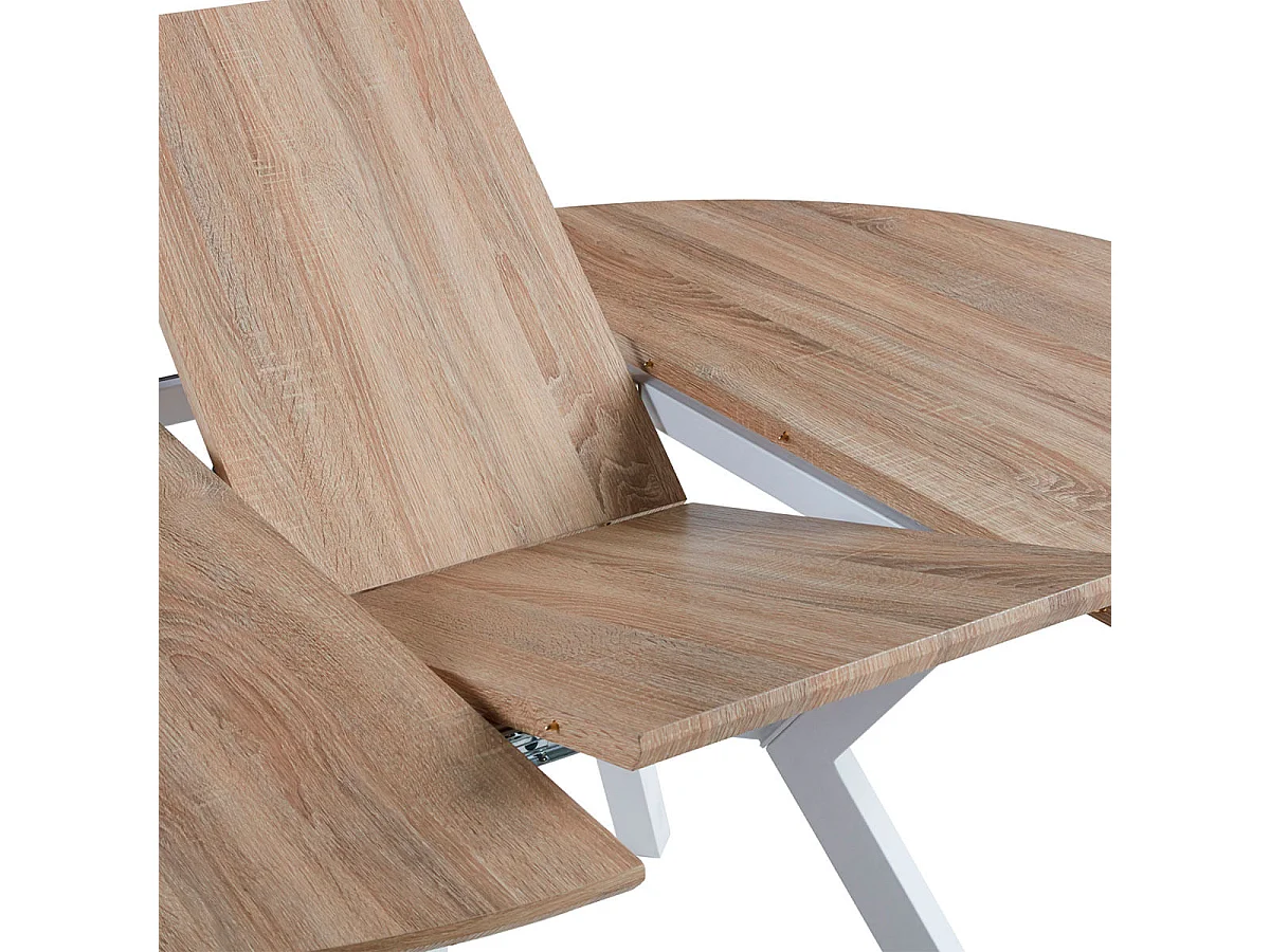 Mesa de comedor Delta extensible forma circular oak/blanco 75x120-160x120 cm Adec