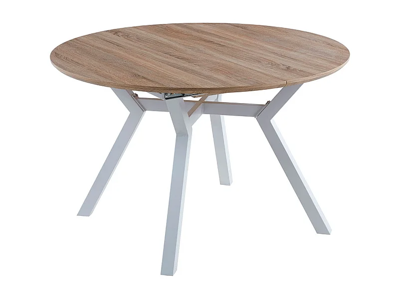 Mesa de comedor Delta extensible forma circular oak/blanco 75x120-160x120 cm Adec