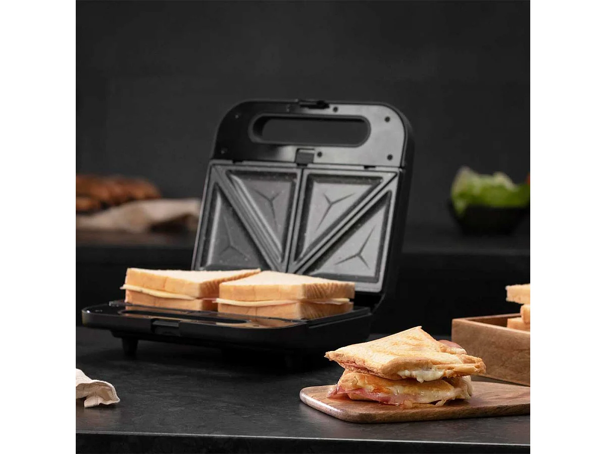 Sandwichera Cecotec Rock'n Toast 1000 3in1 800W 3 placas intercambiables negro