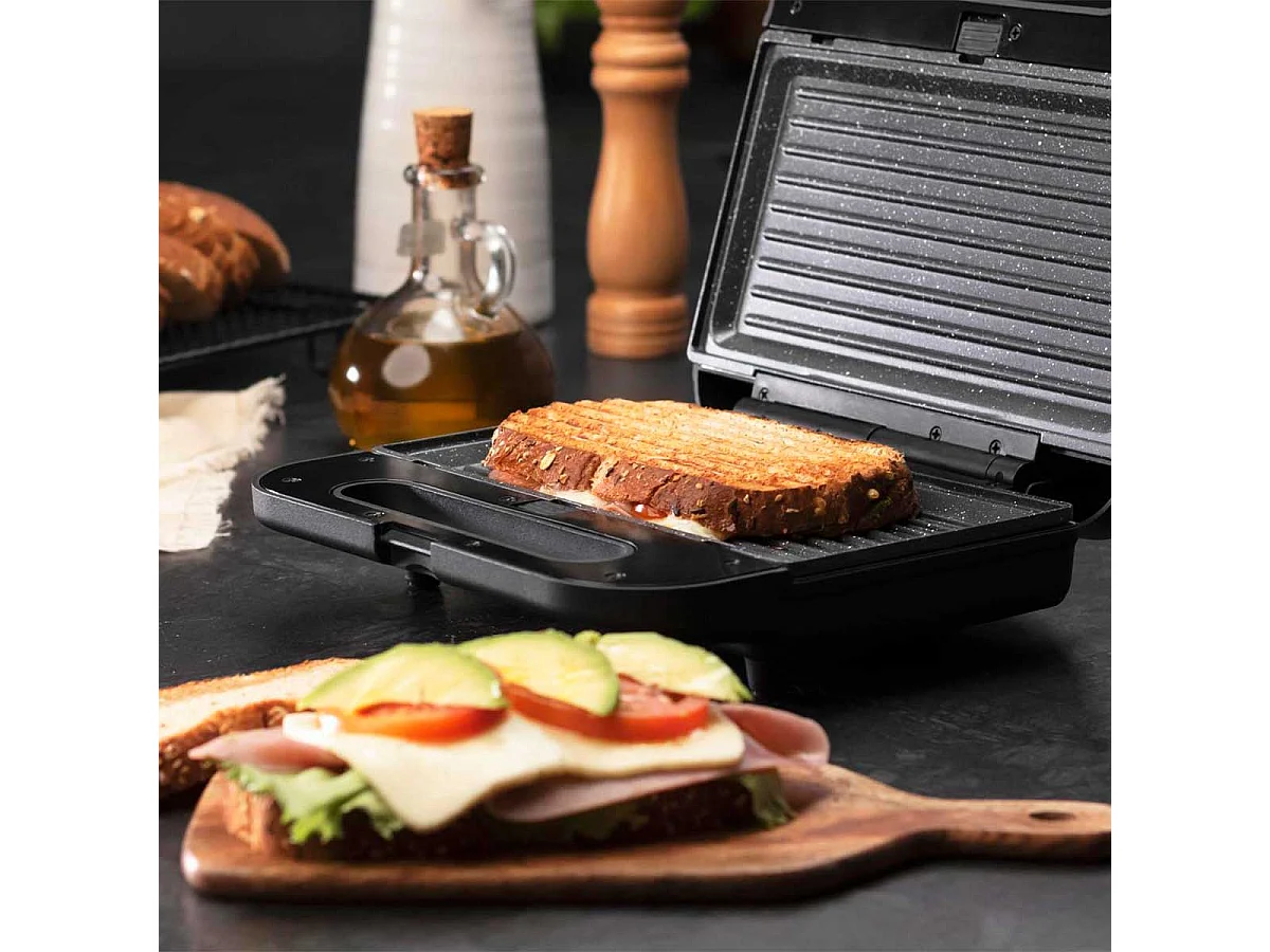 Sandwichera Cecotec Rock'n Toast 1000 3in1 800W 3 placas intercambiables negro