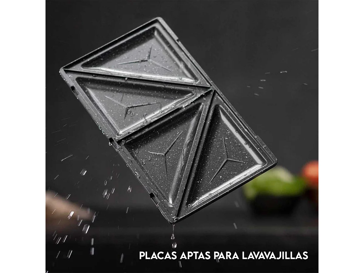 Sandwichera Cecotec Rock'n Toast 1000 3in1 800W 3 placas intercambiables negro