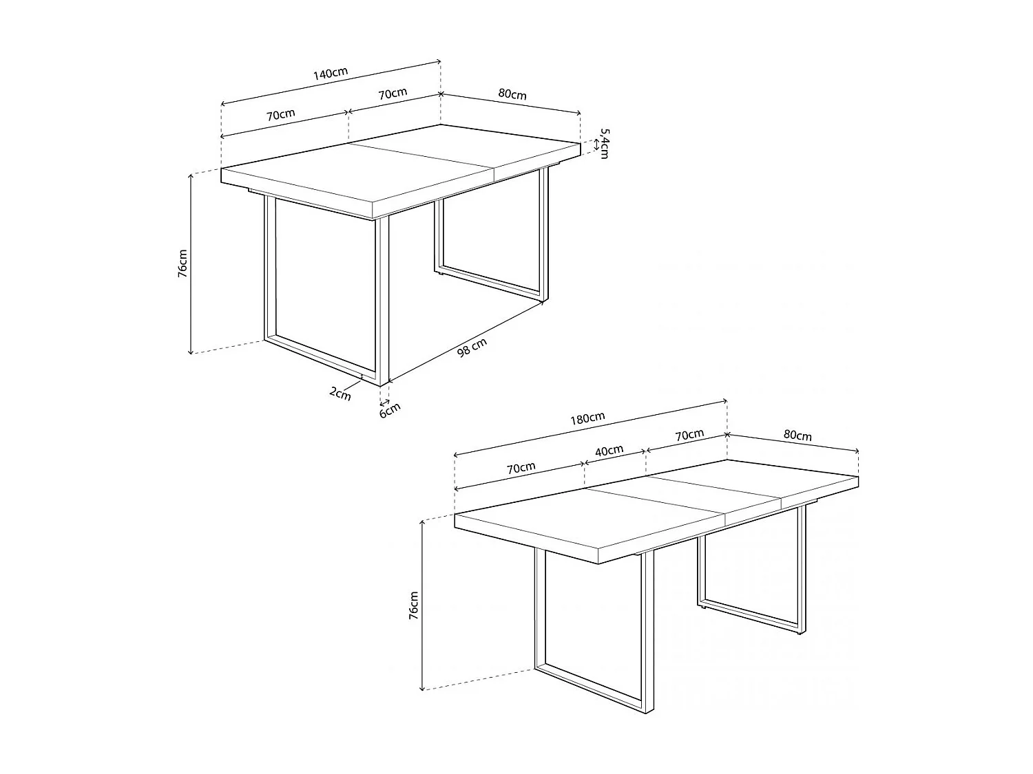 Mesa de comedor extensible Natural roble Nordish/negro 140-180x80x76 cm Adec
