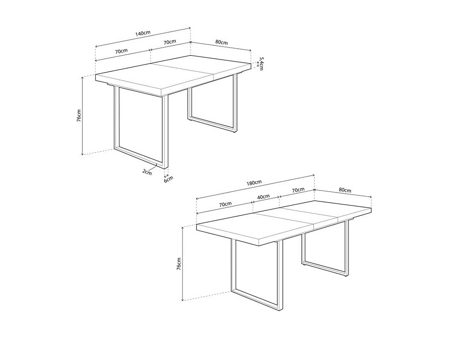 Mesa de comedor extensible Natural roble Nordish/negro 140-180x80x76 cm Adec