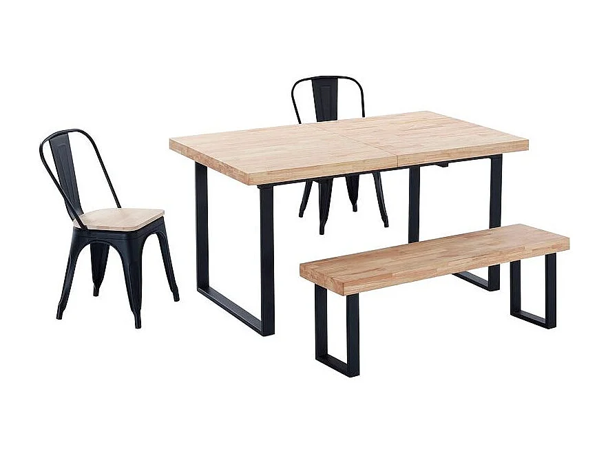 Mesa de comedor extensible Natural roble Nordish/negro 140-180x80x76 cm Adec