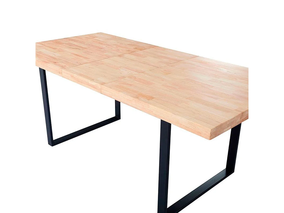 Mesa de jantar extensível Natural Carvalho selvagem - Preto