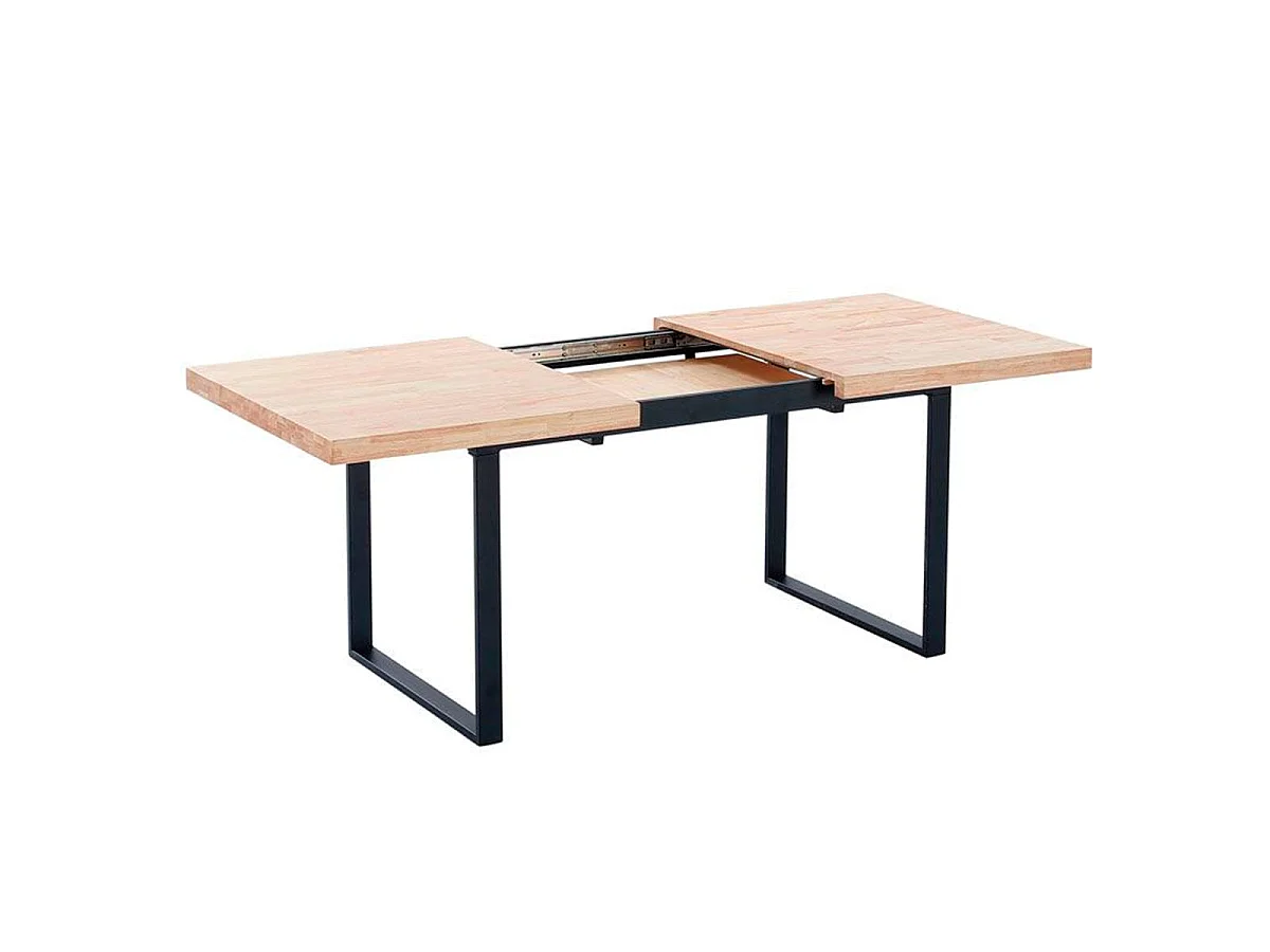 Mesa de jantar extensível Natural Carvalho selvagem - Preto