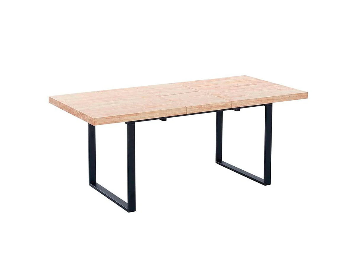 Mesa de jantar extensível Natural Carvalho selvagem - Preto