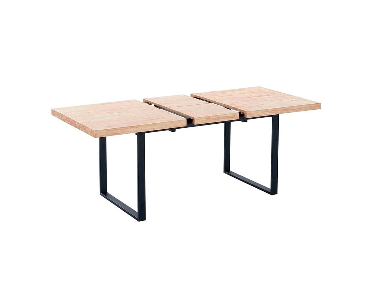 Mesa de jantar extensível Natural Carvalho selvagem - Preto