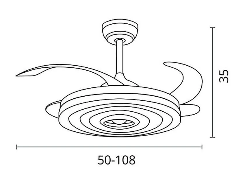 Ventilador de techo Arcos Bel Air 72W 4 aspas retráctiles mando a distancia blanco Ø108 cm