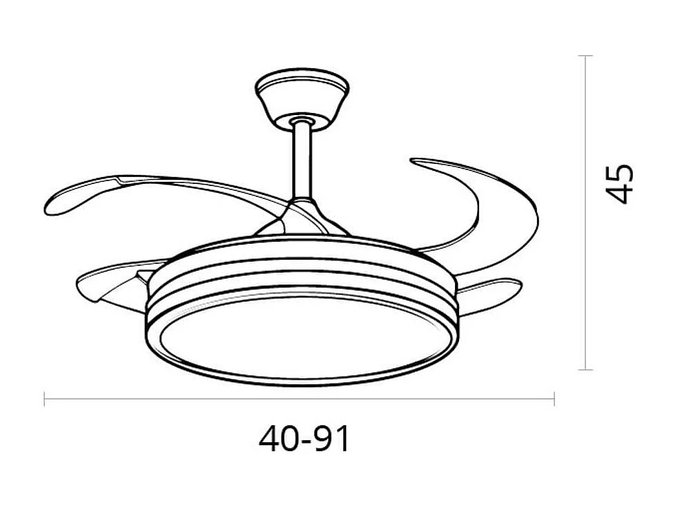 Ventilador de techo New Asgard Mini Bel Air 48W 4 aspas retráctiles blanco Ø91 cm