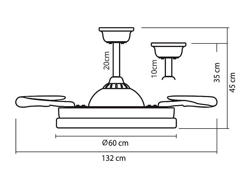 Ventilador de techo New Asgard XL Bel Air 80W 4 aspas retráctiles blanco Ø132 cm