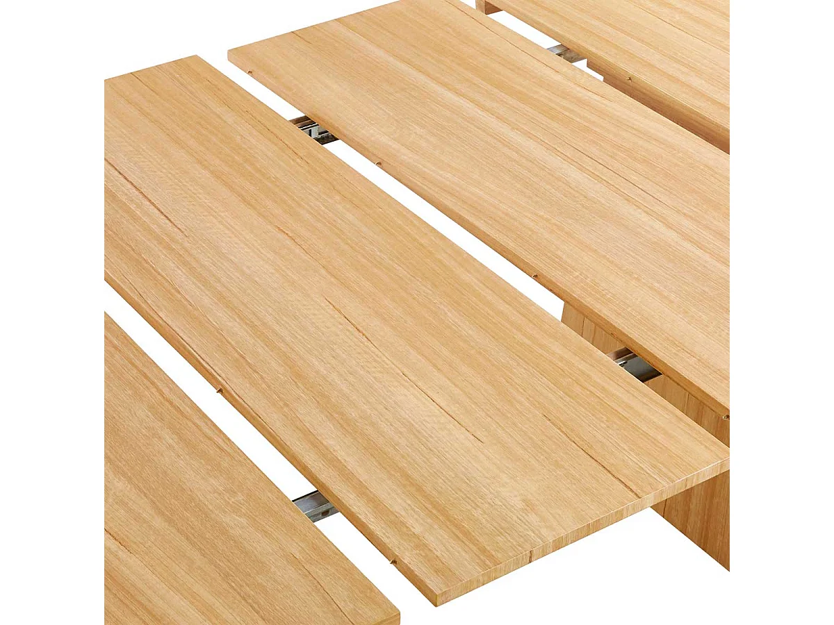 Mesa de comedor Keanu diseño circular extensible natural 75x120-160-200x120 cm Adec