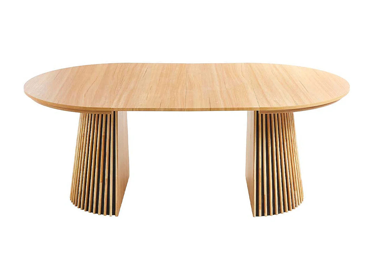 Mesa de comedor Keanu diseño circular extensible natural 75x120-160-200x120 cm Adec