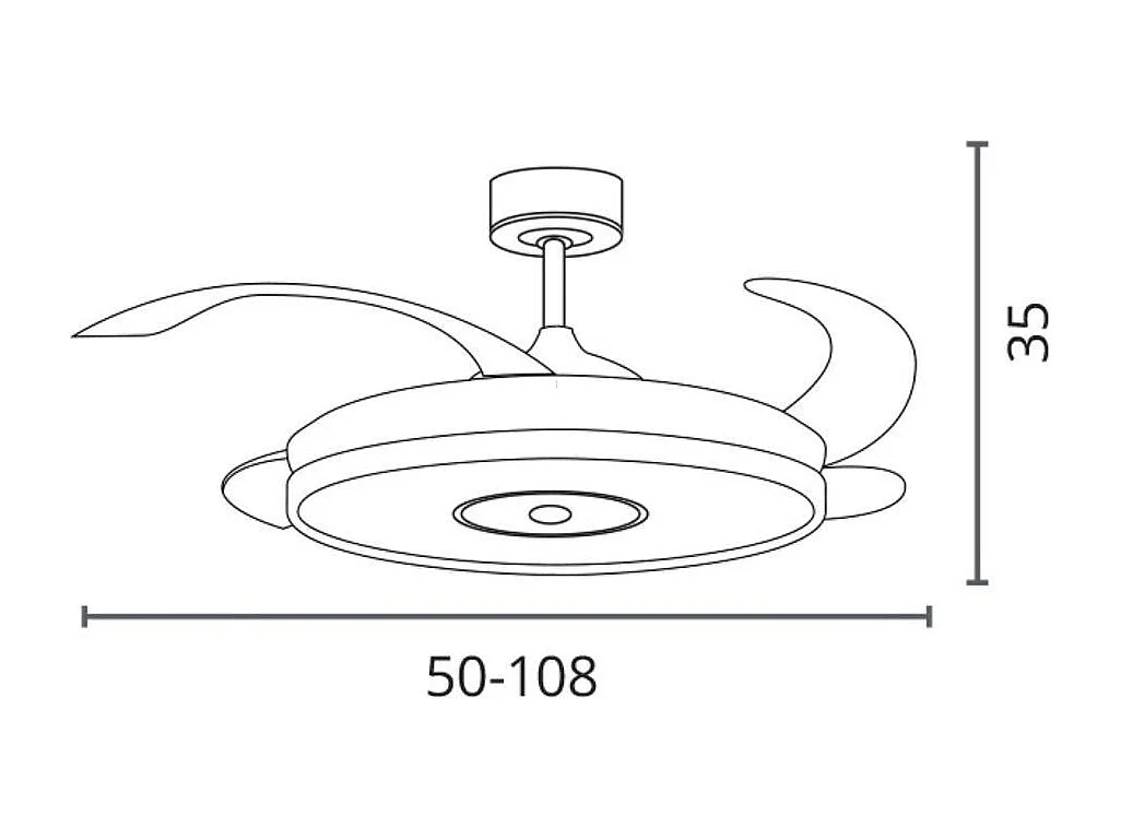 Ventilador de techo Colors Bel Air 72W 4 aspas retráctiles con altavoz Bluetooth blanco Ø108 cm