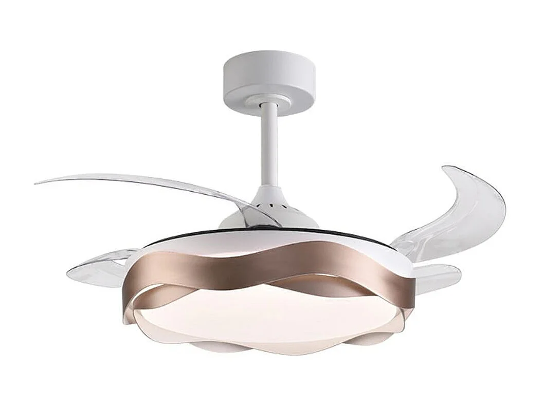 Ventilador de techo Ondas Bel Air 72W 4 aspas retráctiles con luz LED cobre Ø108 cm