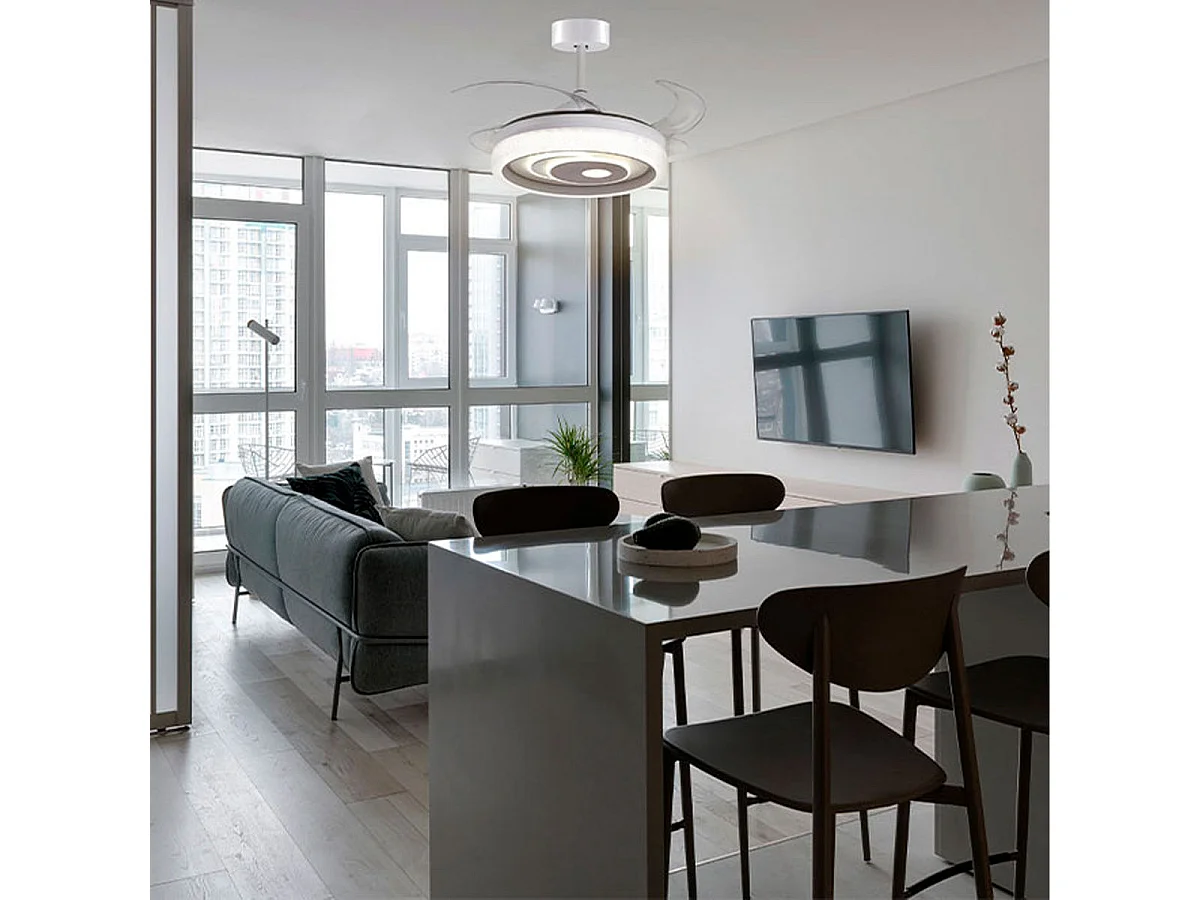 Ventilador de techo Trio Bel Air 72W aspas retráctiles mando a distancia blanco Ø108 cm