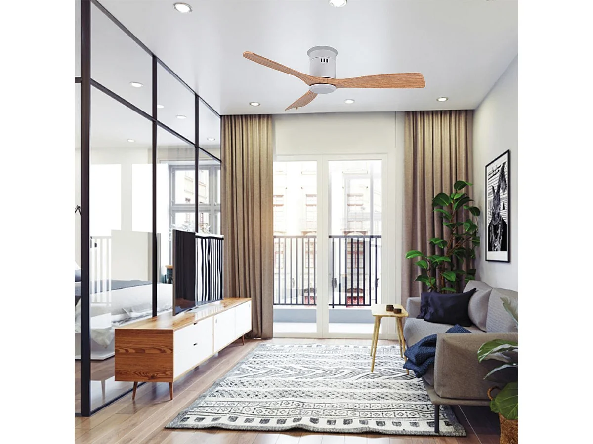 Ventilador de techo Siroco Off Bel Air 3 aspas blanco/haya Ø130 cm