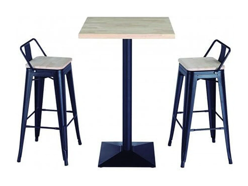 Pack 4 taburetes altos Tolix negro asiento roble Nordish 93x30x33 cm Adec