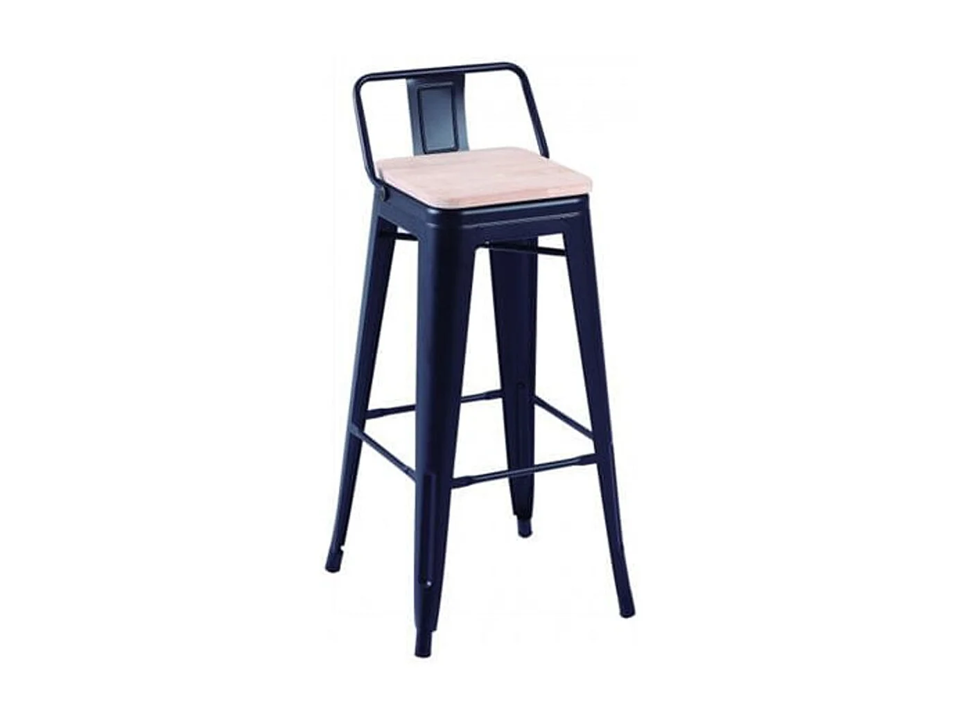 Pack 4 taburetes altos Tolix negro asiento roble Nordish 93x30x33 cm Adec