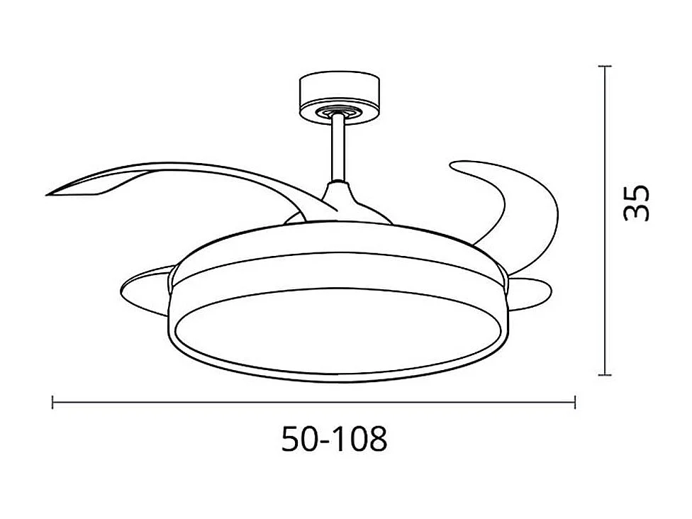 Ventilador de techo Acanto Bel Air 72W aspas retráctiles mando a distancia oro Ø108 cm