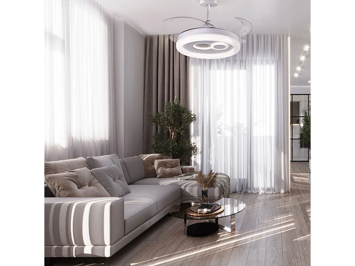 Ventilador de techo Hermes Bel Air 108W 4 aspas retráctiles mando a distancia blanco Ø108 cm