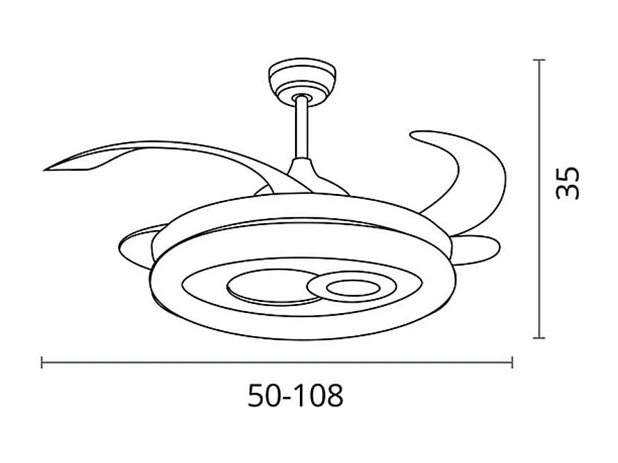 Ventilador de techo Hermes Bel Air 108W 4 aspas retráctiles mando a distancia blanco Ø108 cm
