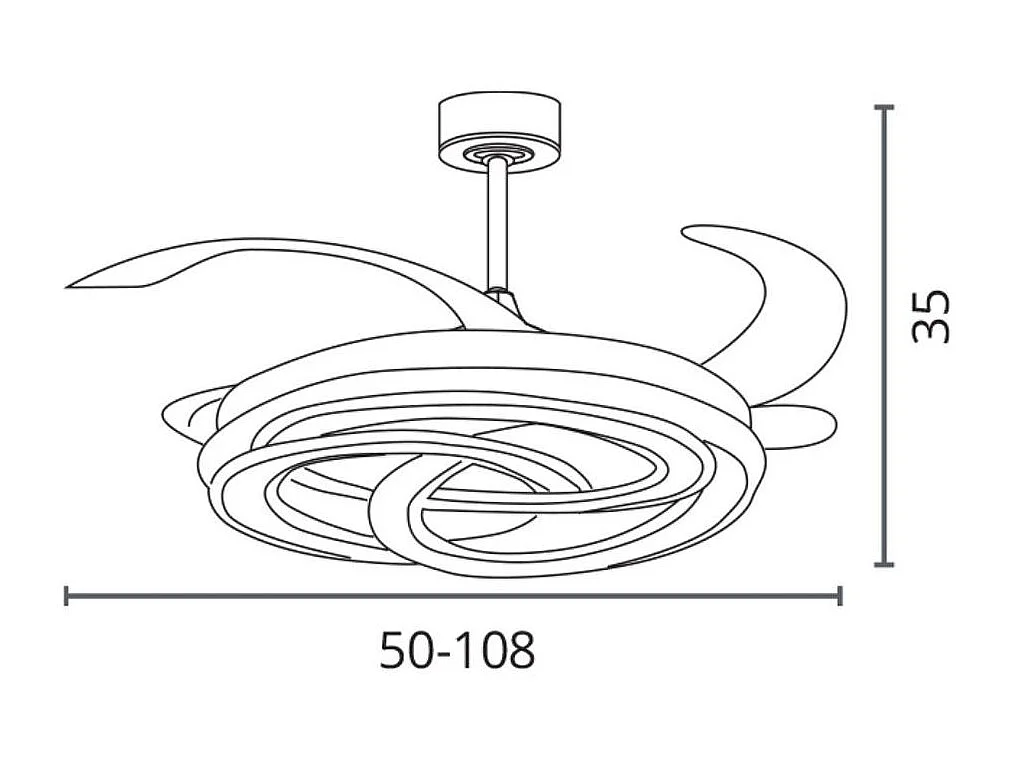 Ventilador de techo Nudos Bel Air 200W 4 aspas retráctiles con luz LED blanco Ø108 cm