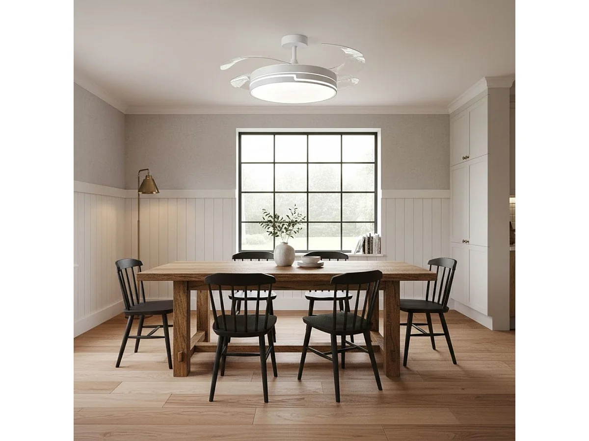 Ventilador de techo Robin Eco Bel Air 72W aspas retráctiles mando a distancia blanco Ø108 cm