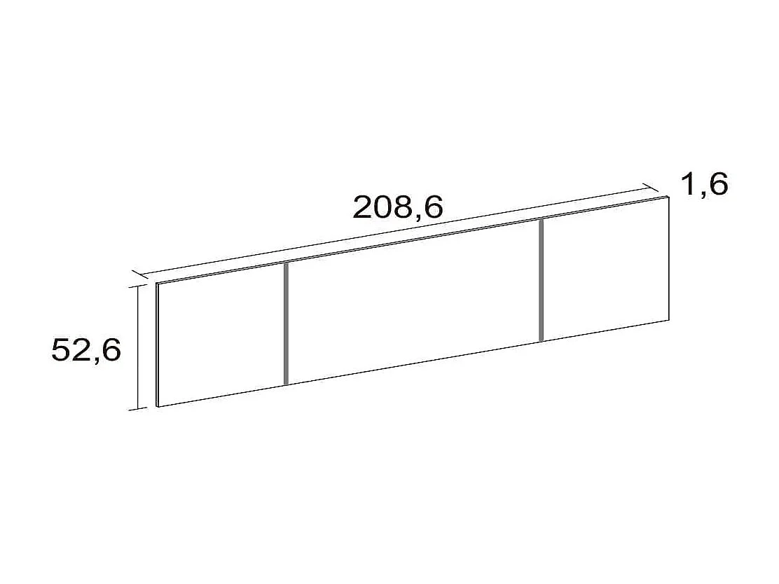 Cabecero Reims diseño mural blanco mate 52,6x208,6x1,6 cm