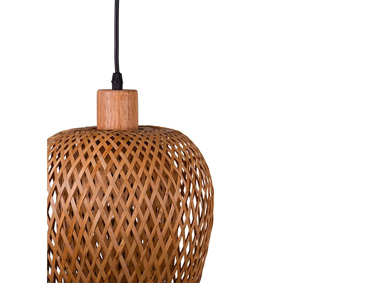 Lámpara de techo Filipinas Bel Air 40W altura regulable madera natural Ø23 cm