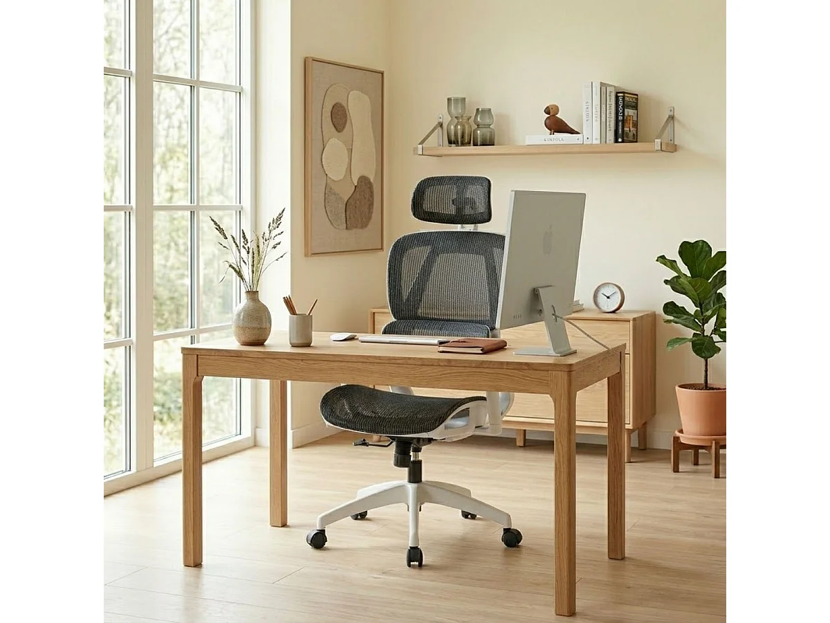 Silla de oficina Ergo altura regulable transpirable blanco 118-124x70x70 cm Adec