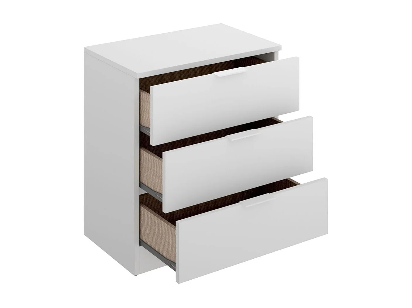 Mesita de noche Lago 3 cajones blanco 58x50,5x34,5 cm