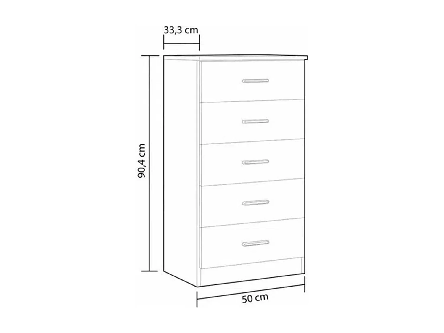 Sinfonier Couple 5 cajones sahara/blanco mate 90,4x50x33,3 cm