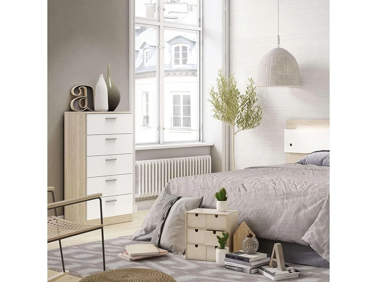 Sinfonier Couple 5 cajones sahara/blanco mate 90,4x50x33,3 cm