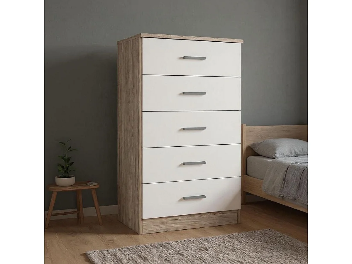 Sinfonier Couple 5 cajones sahara/blanco mate 90,4x50x33,3 cm