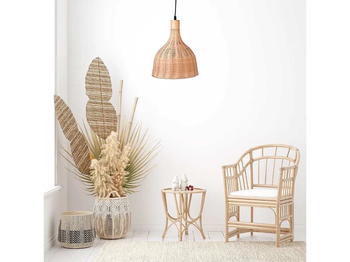 Lámpara de techo Hanoi Bel Air 40W altura regulable mimbre Ø25 cm