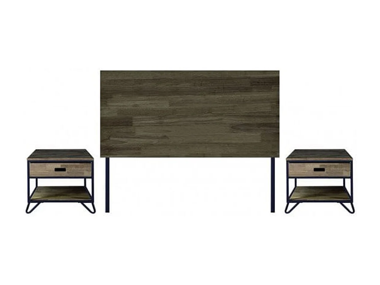 Cabecero cama Industrial roble American y negro 100 cm Adec